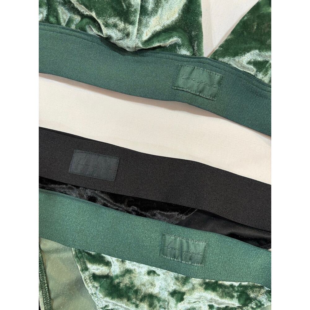 Victoria’s Secret PINK Green Crushed Velour Triangle Bra + 2 matching panties - Picture 4 of 7